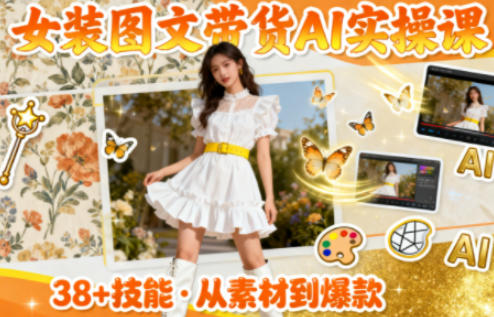 女装图文带货的AI实操课,覆盖38个实用技能,快速提升素材制作效率-网赚项目平台