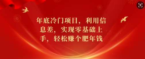 年底冷门项目，利用信息差，实现零基础上手，轻松赚个肥年钱【揭秘】-网赚项目平台