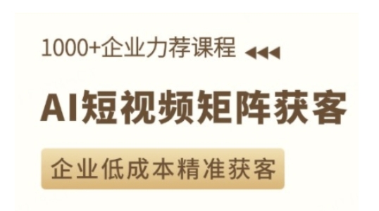 AI短视频矩阵获客实操课，企业低成本精准获客-网赚项目平台