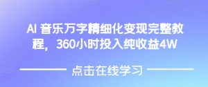 AI音乐精细化变现完整教程，360小时投入纯收益4W-网赚项目平台
