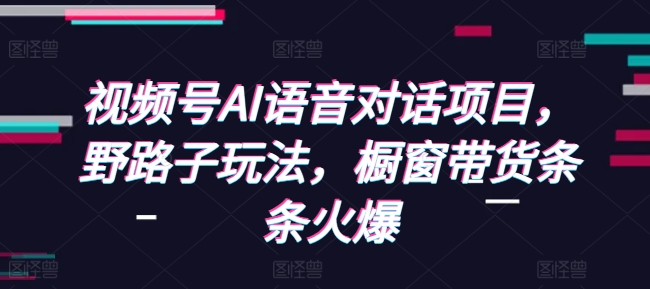 视频号AI语音对话项目，野路子玩法，橱窗带货条条火爆-网赚项目平台