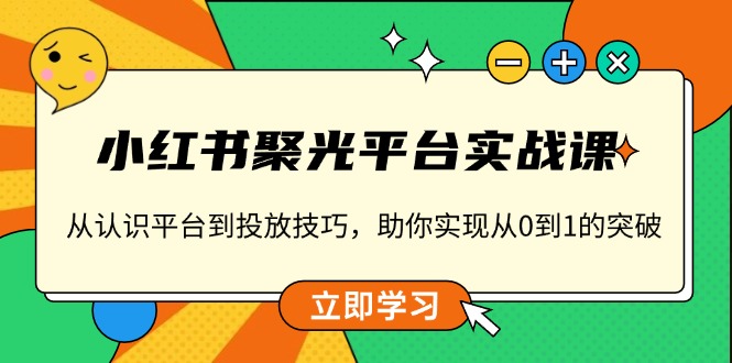小红书 聚光平台实战课，从认识平台到投放技巧，助你实现从0到1的突破-网赚项目平台
