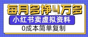 小红书虚拟资料项目，0成本简单复制，每个月多挣1W【揭秘】-网赚项目平台