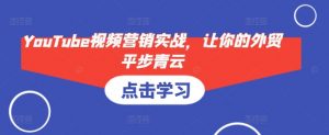 YouTube视频营销实战，让你的外贸平步青云-网赚项目平台