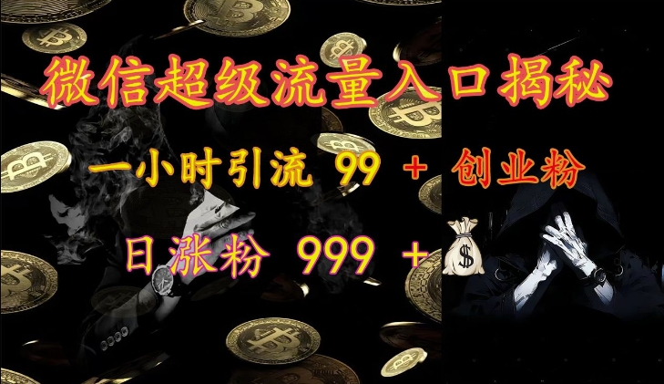 微信超级流量入口揭秘：一小时引流 99 + 创业粉，日涨粉 999 +-网赚项目平台