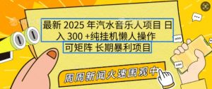 2025年最新汽水音乐人项目，单号日入3张，可多号操作，可矩阵，长期稳定小白轻松上手【揭秘】-网赚项目平台