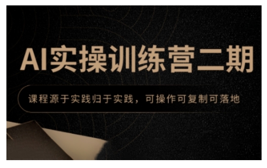 AI实操训练营二期，课程源于实践归于实践，可操作可复制可落地-网赚项目平台