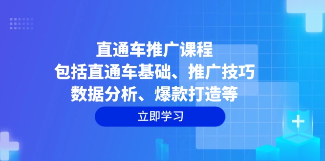 直通车推广课程：包括直通车基础、推广技巧、数据分析、爆款打造等-网赚项目平台