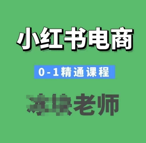 小红书电商0-1精通课程，小红书开店必学课程-网赚项目平台