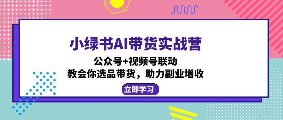 小绿书AI带货实战营：公众号+视频号联动，教会你选品带货，助力副业增收-网赚项目平台