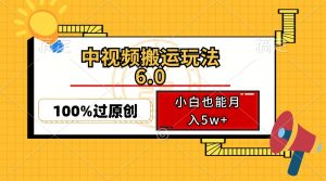 中视频搬运玩法6.0,利用软件双重去重,100%过原创,小白也能月入5w+-网赚项目平台