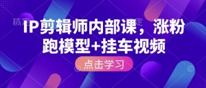 IP剪辑师内部课，涨粉跑模型+挂车视频-网赚项目平台