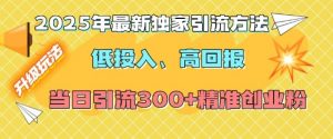 2025年最新独家引流方法,低投入高回报?当日引流300+精准创业粉-网赚项目平台