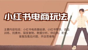 小红书电商玩法：带货/选品/找素材/裂变/数据分析/供应商/发货/售后/开店思维等-网赚项目平台