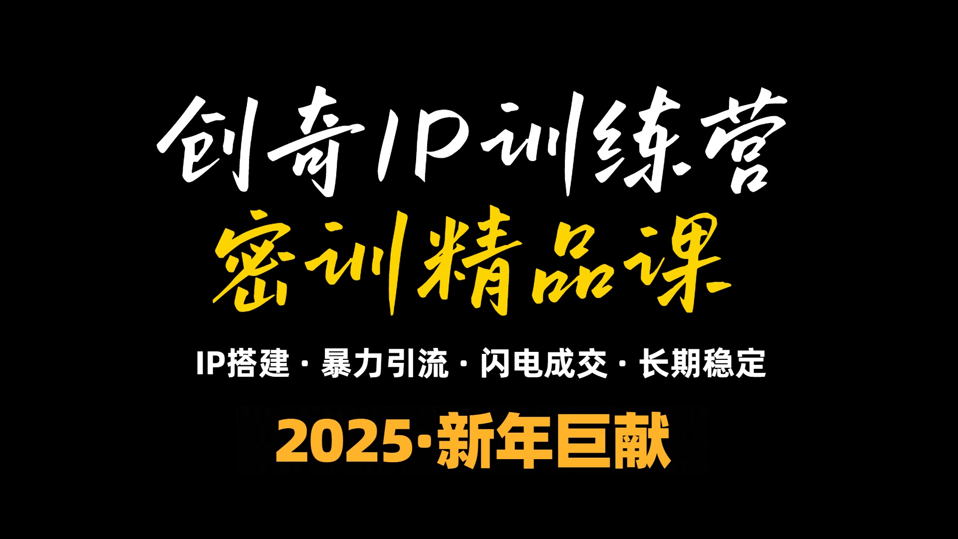 2025年“知识付费IP训练营”小白避坑年赚百万，暴力引流，闪电成交-网赚项目平台