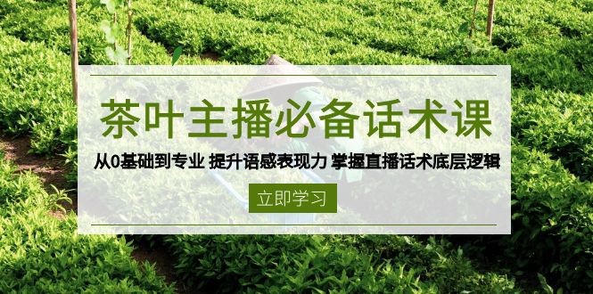 茶叶 主播必备话术课 从0基础到专业 提升语感表现力 掌握直播话术底层逻辑-网赚项目平台