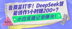 告别苦打字！DeepSeek智能创作1小时入2张？小白实操记录曝光-网赚项目平台