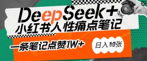 AI赋能小红书爆款秘籍：用DeepSeek轻松抓人性痛点，小白也能写出点赞破万的吸金笔记，日入多张-网赚项目平台