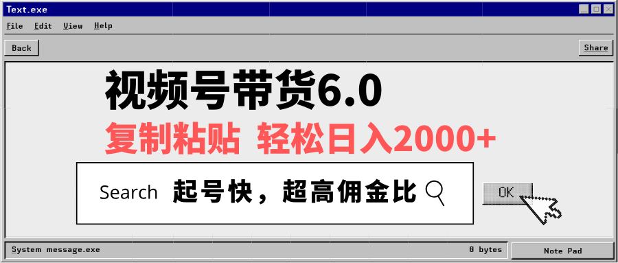 视频号带货6.0,轻松日入2000+,起号快,复制粘贴即可,超高佣金比-网赚项目平台
