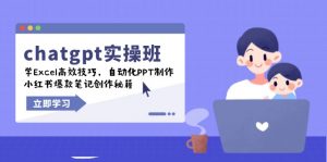 chatgpt实战班，学Excel高效技巧，自动化PPT制作，小红书爆款笔记创作秘籍-网赚项目平台