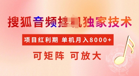 全网首发搜狐音频挂JI独家技术，项目红利期，可矩阵可放大，稳定月入8k【揭秘】-网赚项目平台