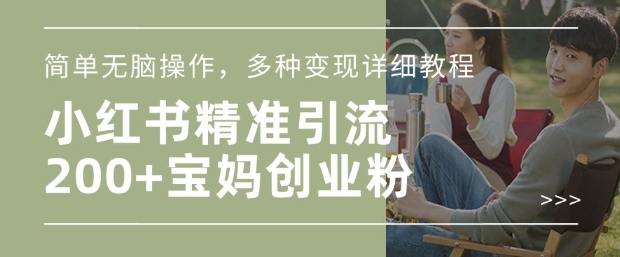 小红书混剪日引200+宝妈创业粉，简单无脑操作，多种变现详细教程-网赚项目平台