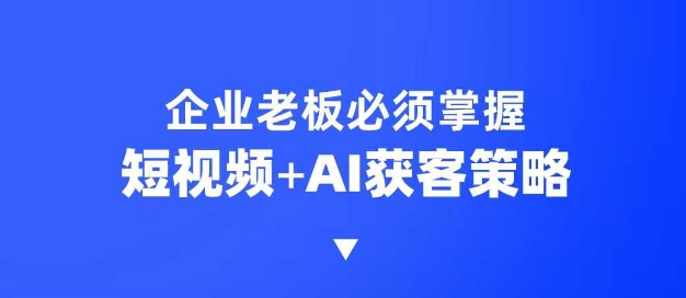 企业短视频AI获客霸屏流量课，6步短视频+AI突围法，3大霸屏抢客策略-网赚项目平台