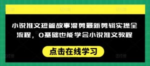小说推文短篇故事混剪最新剪辑实操全流程,0基础也能学会小说推文教程,肯干多发日入多张-网赚项目平台