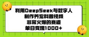 利用DeepSeek与数字人制作养宠科普视频，非常火爆的赛道，单日变现多张-网赚项目平台