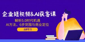 企业短视频&AI获客课：解析5.0时代机遇，AI方法，6步突围与商业定位-网赚项目平台