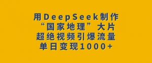 用DeepSeek制作“国家地理”大片，超绝视频引爆流量，单日变现多张-网赚项目平台