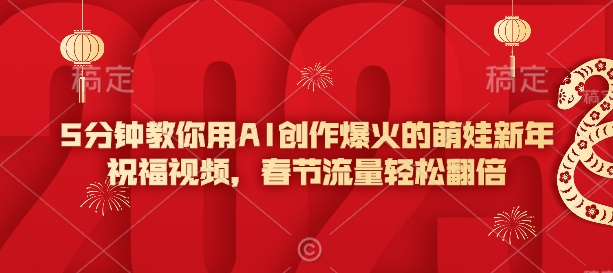 5分钟教你用AI创作爆火的萌娃新年祝福视频，春节流量轻松翻倍-网赚项目平台