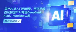 国产AI从入门到精通,手把手教你玩转国产AI神器DeepSeek,Kimi,mindshow等-网赚项目平台
