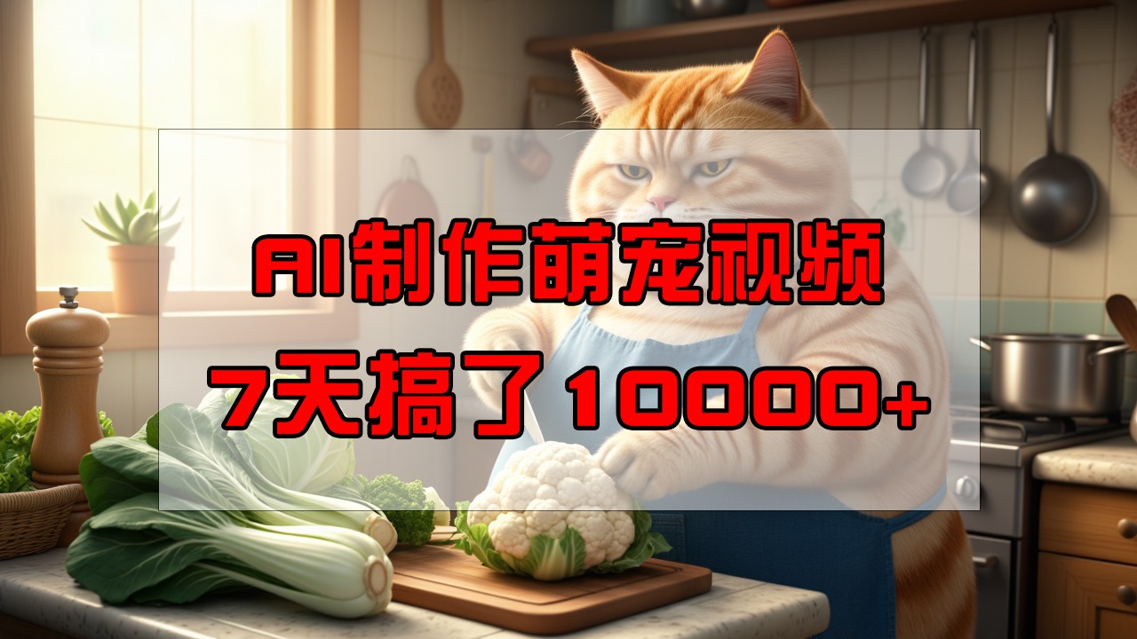 靠AI制作萌宠视频，7天搞了1万+，操作简单门槛低，有手机就行-网赚项目平台