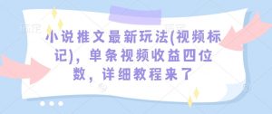 小说推文最新玩法(视频标记)，单条视频收益四位数，详细教程来了-网赚项目平台