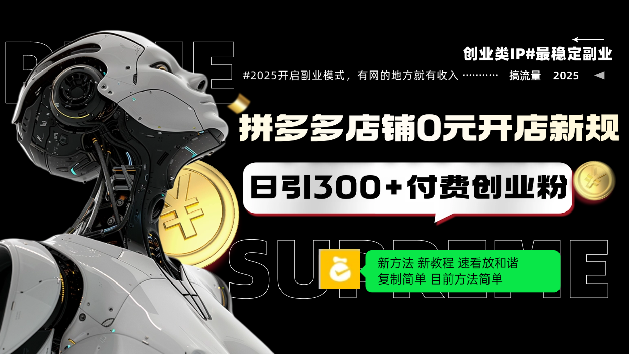 拼多多店铺0元开店新规，日引300+付费创业粉，目前方法简单复制粘贴可矩阵-网赚项目平台