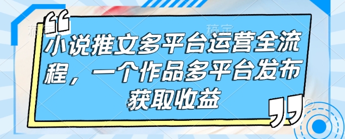 小说推文多平台运营全流程，一个作品多平台发布获取收益-网赚项目平台
