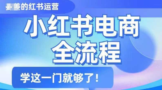 小红书电商全流程，精简易懂，从入门到精通，学这一门就够了-网赚项目平台