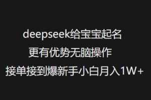 deepseek给宝宝起名更有优势无脑操作接单接到爆新手小白月入1W+-网赚项目平台