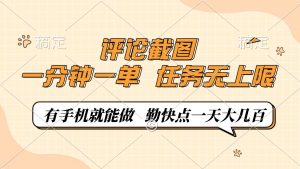 评论截图，一分钟一单，有手机就能做，任务无上限，轻松一天大几百-网赚项目平台