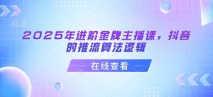 2025年进阶金牌主播课，抖音的推流算法逻辑-网赚项目平台
