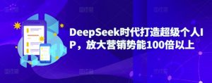 DeepSeek时代打造超级个人IP,放大营销势能100倍以上-网赚项目平台