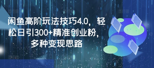 闲鱼高阶玩法技巧4.0，轻松日引300+精准创业粉，多种变现思路-网赚项目平台
