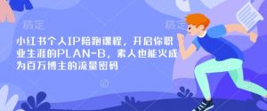 小红书个人IP陪跑课程，开启你职业生涯的PLAN-B，素人也能火成为百万博主的流量密码-网赚项目平台
