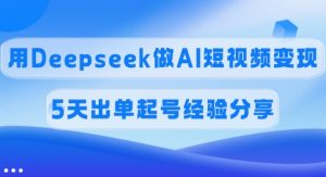 佣金45%,用Deepseek做AI短视频变现,5天出单起号经验分享-网赚项目平台