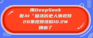 用DeepSeek做AI“复活历史人物”视频，20条视频涨粉10.2W，挣麻了-网赚项目平台