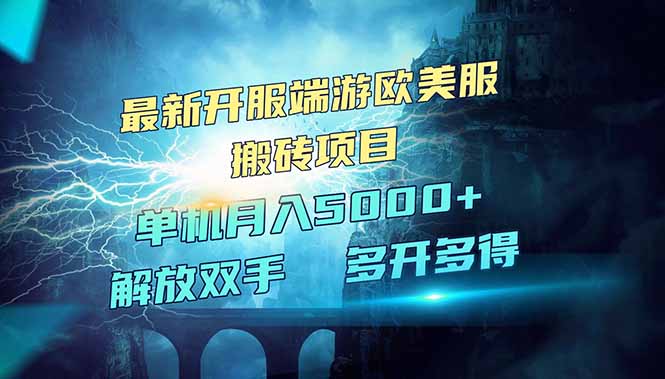 全网热门游戏欧美服端游搬砖，最新开服，项目红利期，单机月入5000+-网赚项目平台