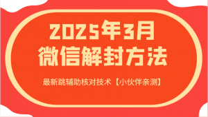 2025年3月微信解封方法 最新跳辅助核对技术【小伙伴亲测】-网赚项目平台