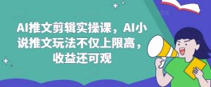 AI推文剪辑实操课，AI小说推文玩法不仅上限高，收益还可观-网赚项目平台