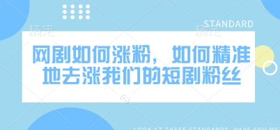 网剧如何涨粉，如何精准地去涨我们的短剧粉丝-网赚项目平台